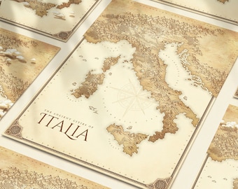 Italy Map - Vintage Parchment Style Map of Italia - Map of Italy Poster, Italy Art - Rome, Florence, Palermo - Geography Gift, Instant JPG