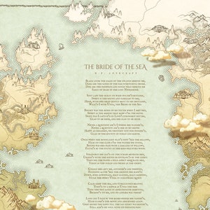 Lovecraft 'Bride of the Sea' Gedicht Poster - Light Fantasy - HP Lovecraft Wall Art, Cosmic Horror Poëzie, Lovecraftian Horror, Downloadable