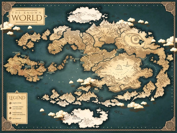 Map Of Avatar The Last Airbender World Atla Map Avatar The Last Airbender World Atla Print Lok - Etsy Singapore