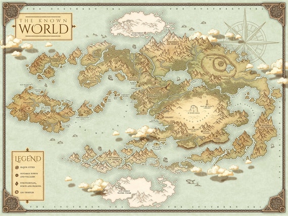 Map Of Avatar The Last Airbender World Atla Map Avatar The Last Airbender World Atla Print Atla - Etsy Singapore
