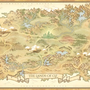 Lands of Oz Map from Dorothy and the Wizard of Oz - Wicked the Musical - Wizard of Oz Poster, Art, Print - Fantasy Wall Art, Download, JPG