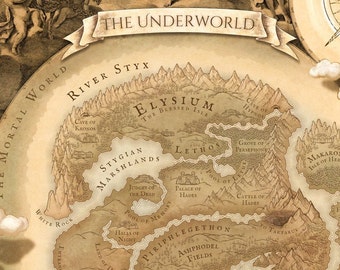 Map Of The Underworld Greek Mythology Greek Underworld & Mount Olympus Print Hades Map Digital | Etsy Uk