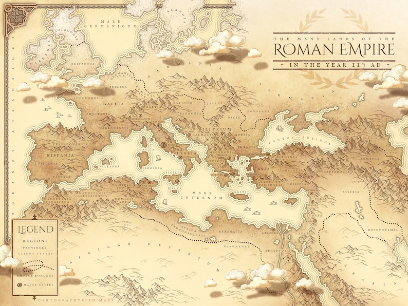 Ancient Rome Map - Vintage Parchment Style Roman Empire Map, Ancient ...