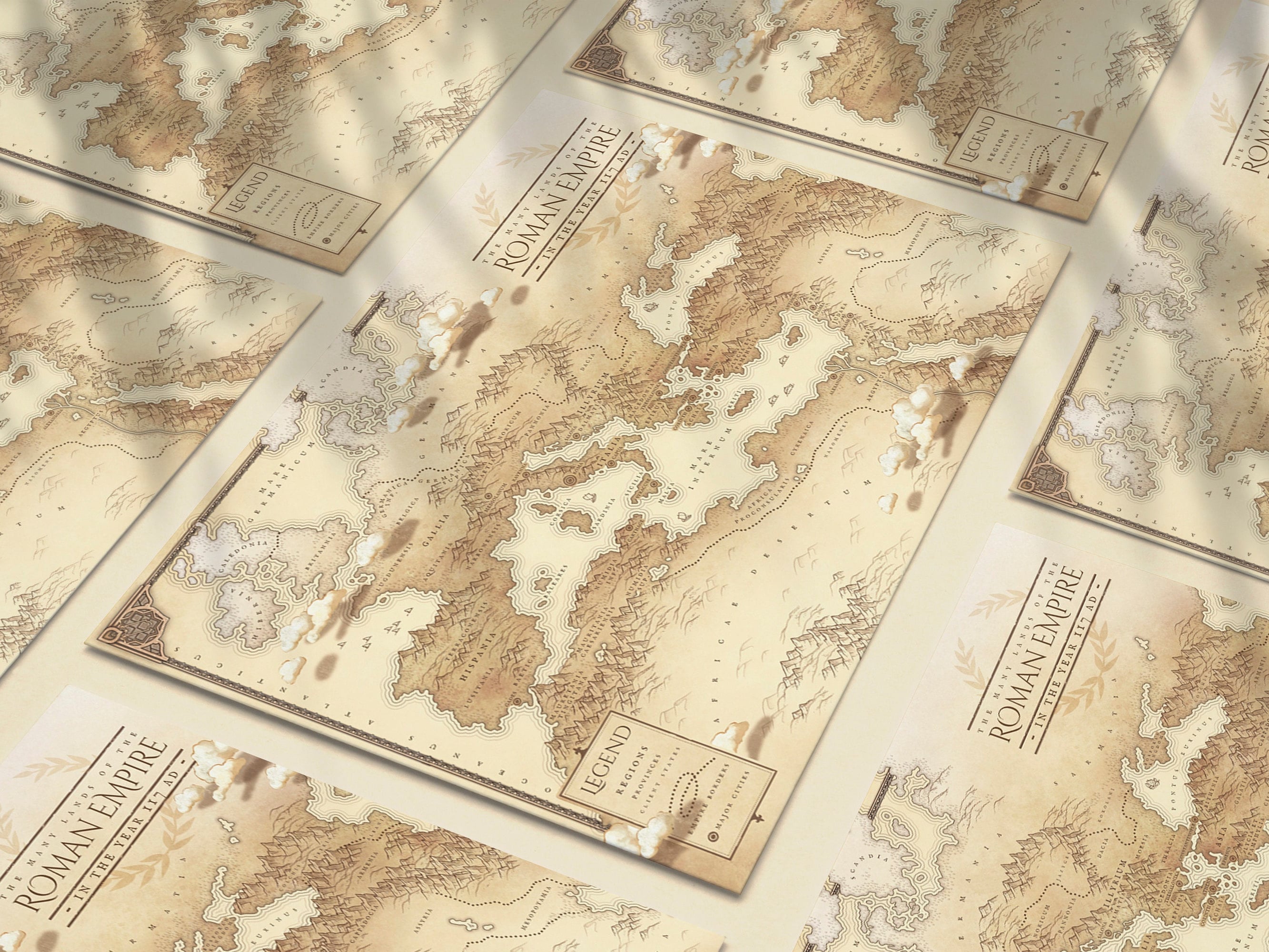 Ancient Rome Map Vintage Parchment Style Roman Empire Map, Ancient Rome 