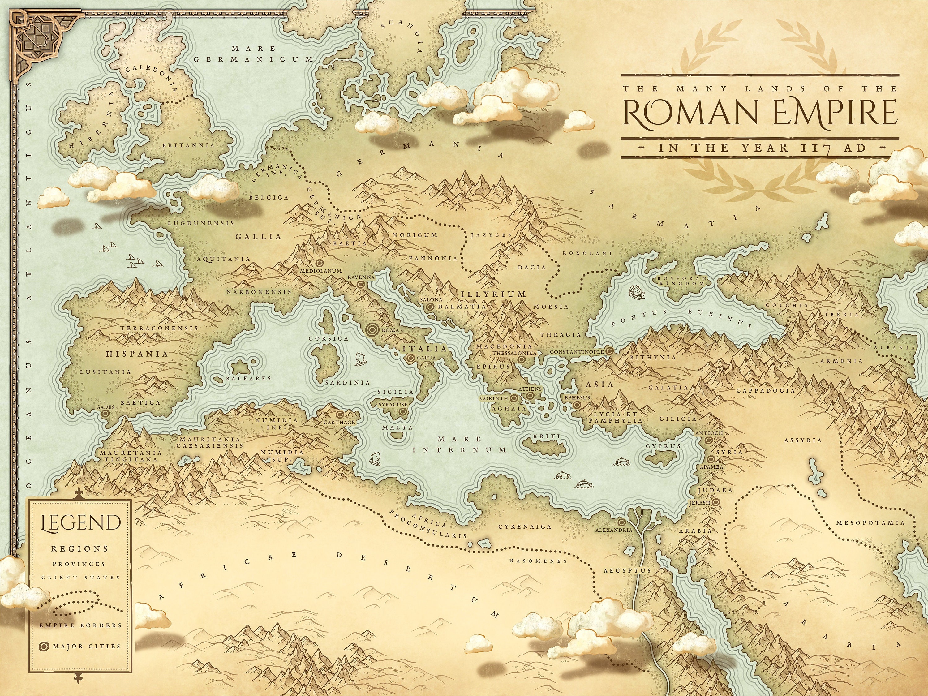 Ancient Rome Map Roman Empire Map, Classical Rome Ancient Rome Print