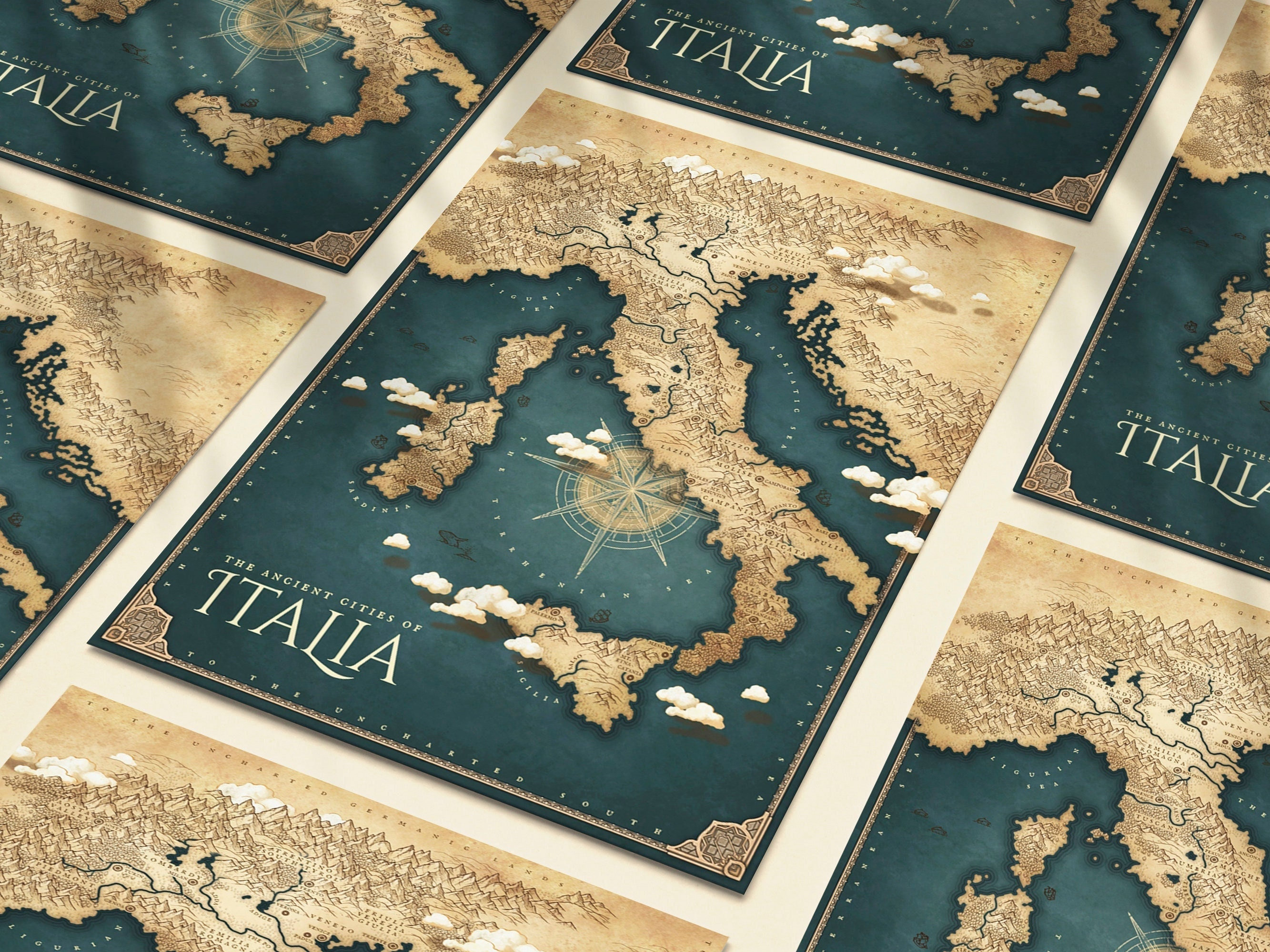 Italy Map - Dark Fantasy Style Map of Italia - Map of Italy Poster, Italy Art - Sicily, Sardinia, Florence - Downloadable Geography Poster