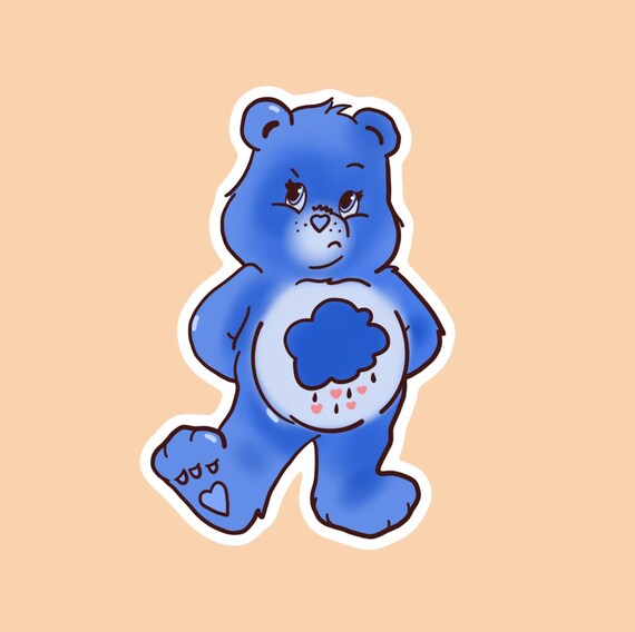 Blue Care Bear Sticker Weatherproof Sticker Waterproof Etsy
