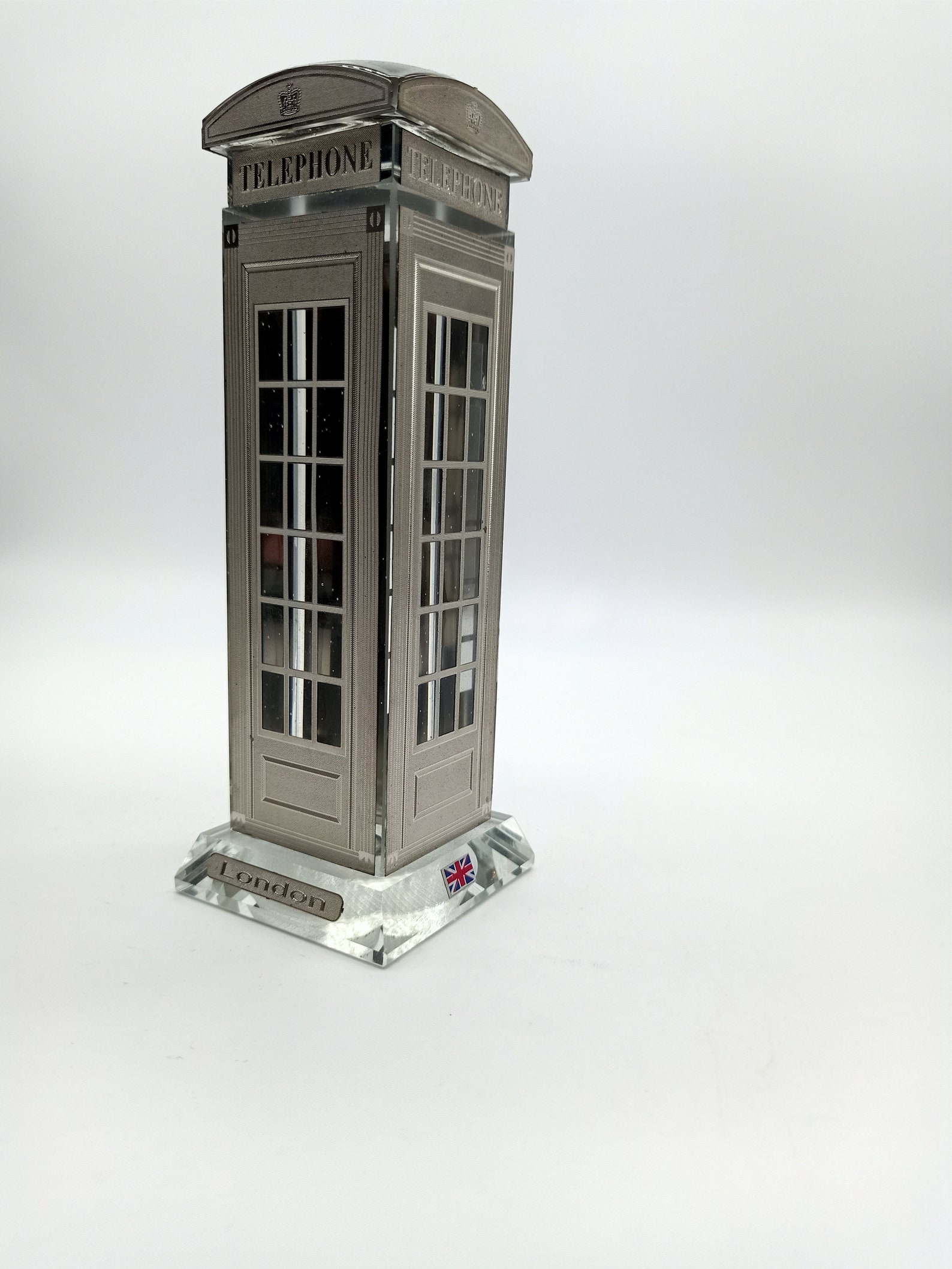 SILVER PLATED Crystal Glass Telephone Booth With LED Light Etsy UK