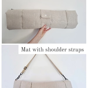 Cotton dog settle mat with shoulder strap and popper fastening. The mat for dogs helps with training a dog or puppy to settle. It makes a perfect gift for dogs and tool for puppy training. The puppy settle training pad is available is different colours and made easy to carry.