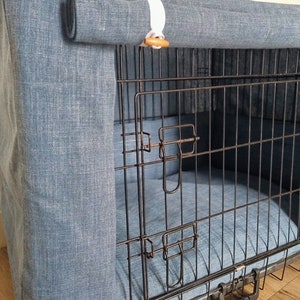 Dog crate cover - made-to-measure - Blue textured fabric