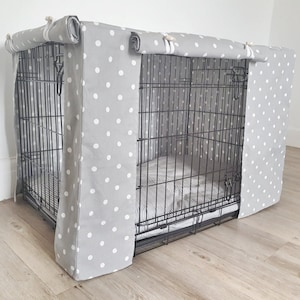 Dog crate cover -Made-to-measure - grey spot