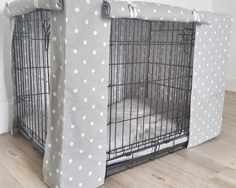 Dog crate cover -Made-to-measure - grey spot
