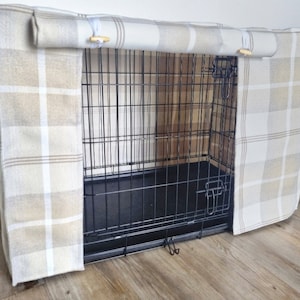 Dog crate cover - natural Balmoral check - made-to-measure