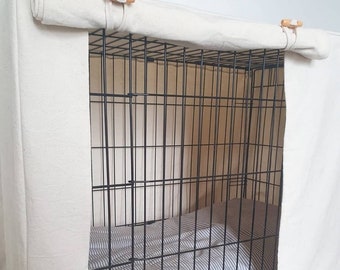 Funda para jaula de perro - lona de marfil natural sin blanquear - hecha a medida