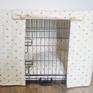 Dog crate cover -Made-to-measure - cream/white/ivory multicoloured spot
