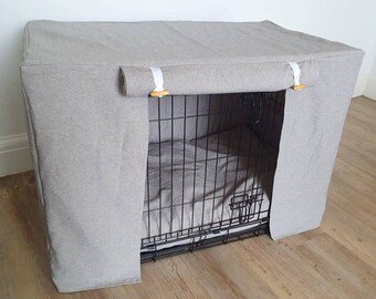 Dog crate cover - made-to-measure - grey linen look