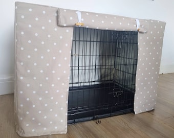 Dog crate cover -Made-to-measure - taupe spot