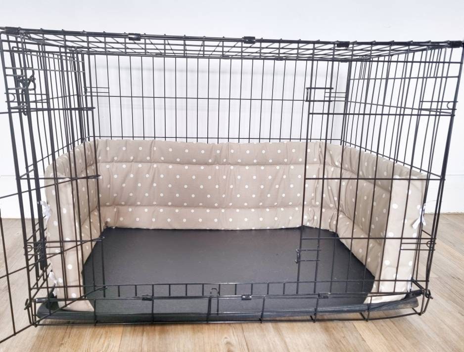 Housse de cage pour chien sur mesure effet laine chevrons neutre -   France