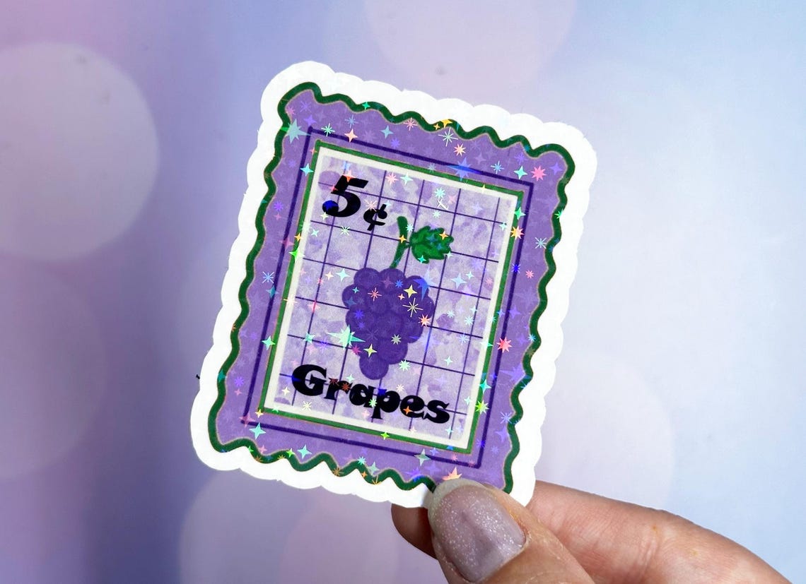 Grape Sticker, Fruit Sticker, Sticker for Waterbottle, Stamp Sticker ...