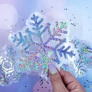 Snowflake Suncatcher Stickers For Windows, Prism Window Cling, Set of Three, Apartment Warming Gift, Winter Gift for Her, Snowflake Decor