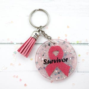Breast Cancer Ribbon Keychain, Survivor Gift for Her, Pink Keychain ...
