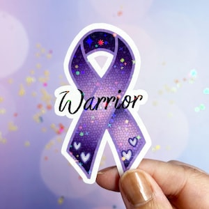 Purple Ribbon Sticker, Survivor Sticker, Pancreatic Cancer Awarness,  Purple Gifts For Women, Support Gift, Water Bottle Sticker