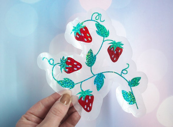 Strawberry Sticker, Prism Window Cling, Suncatcher Sticker, Static Cling, Strawbery Gifts, College Dorm Decor For Girls, Farmhouse Decor