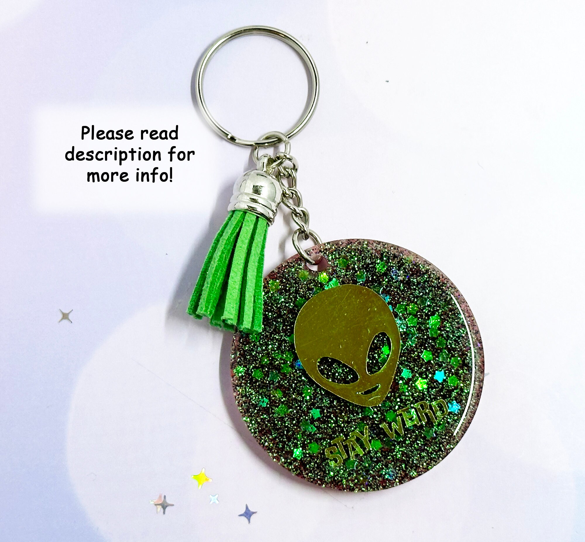 Alien Keychain With Tassel, Glitter Keychain, Space Gifts for Her ...