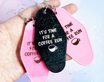 Coffee Keychain With Tassel, Hotel Keychain, Coffee Gifts for Her, Glitter Keychains, Barista Gift, Cute Car Accessories, Coffee Runner