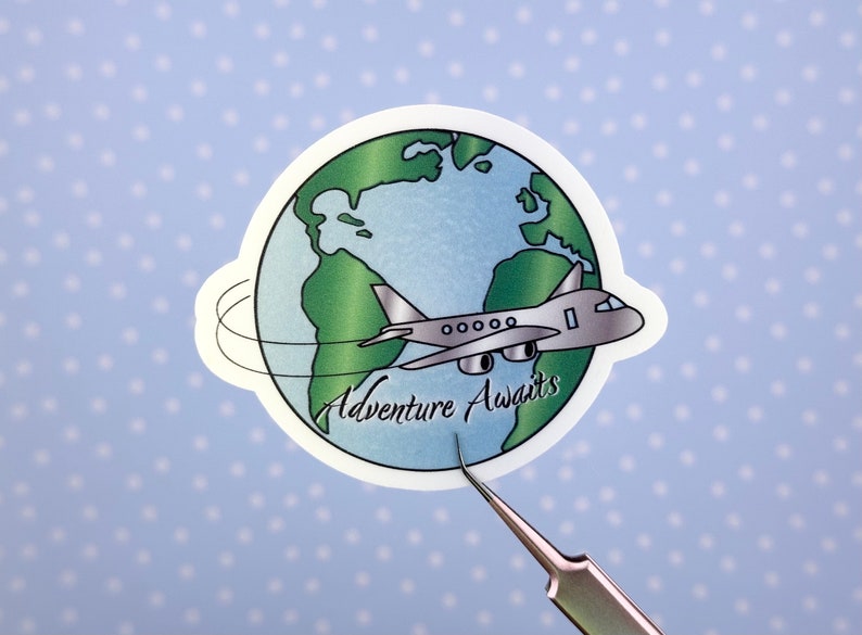 Travel Sticker, Adventure Awaits, Water Resistant, Water Bottle Sticker ...