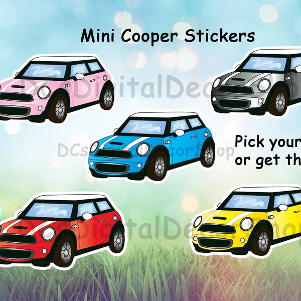 Mini Car Stickers, Car Stickers, Water Bottle Stickers, Automotive Decor, 3 inch stickers