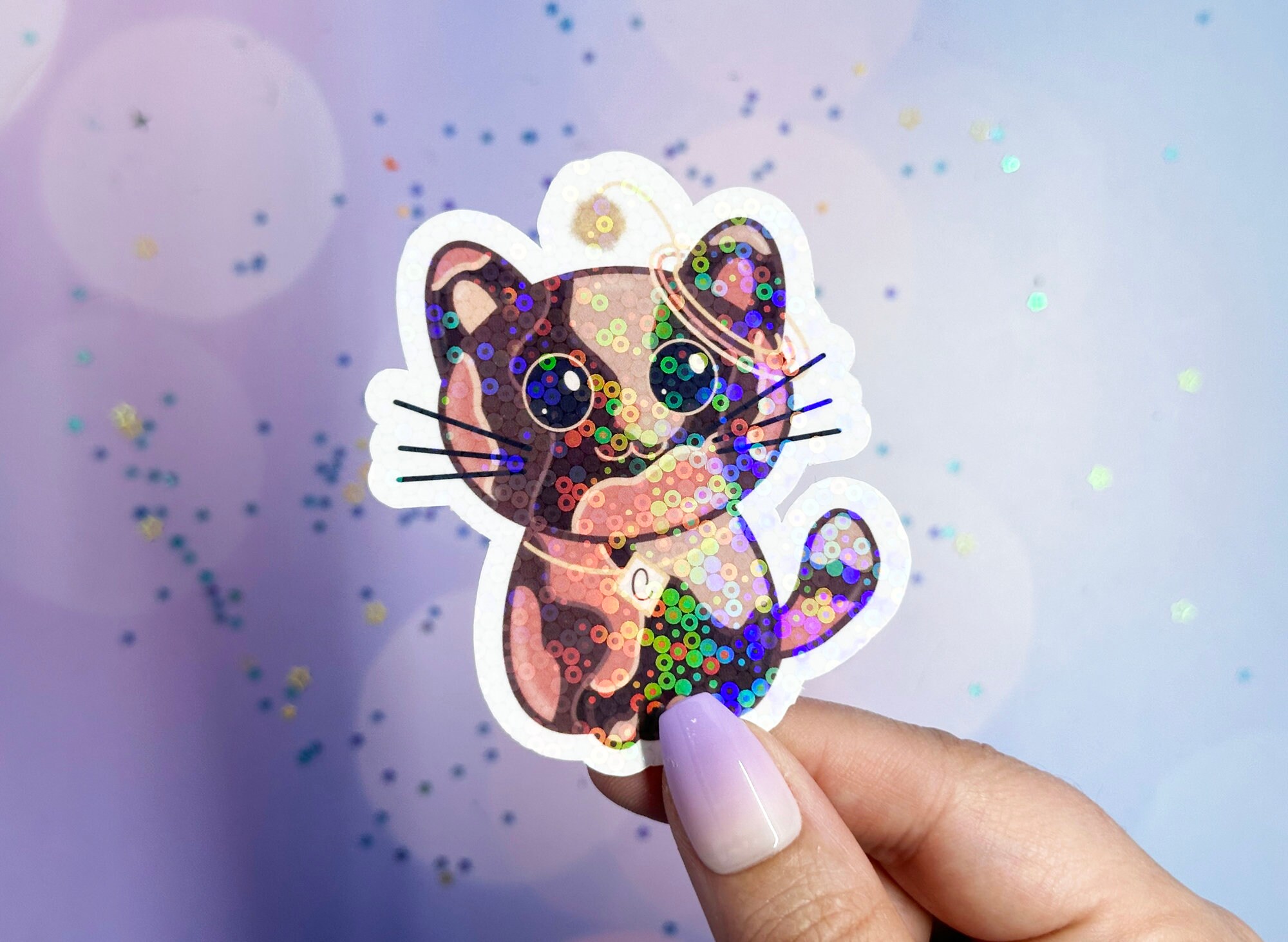 Cat Sticker for Water Bottle, Tortie Cat Sticker, Cat Gifts for Cat ...