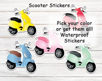 Scooter Stickers, Water Bottle Stickers, Gifts for Her, Gifts for Him, Scooter Decal, Scooter Birthday Decorations, Stocking Stuffers,