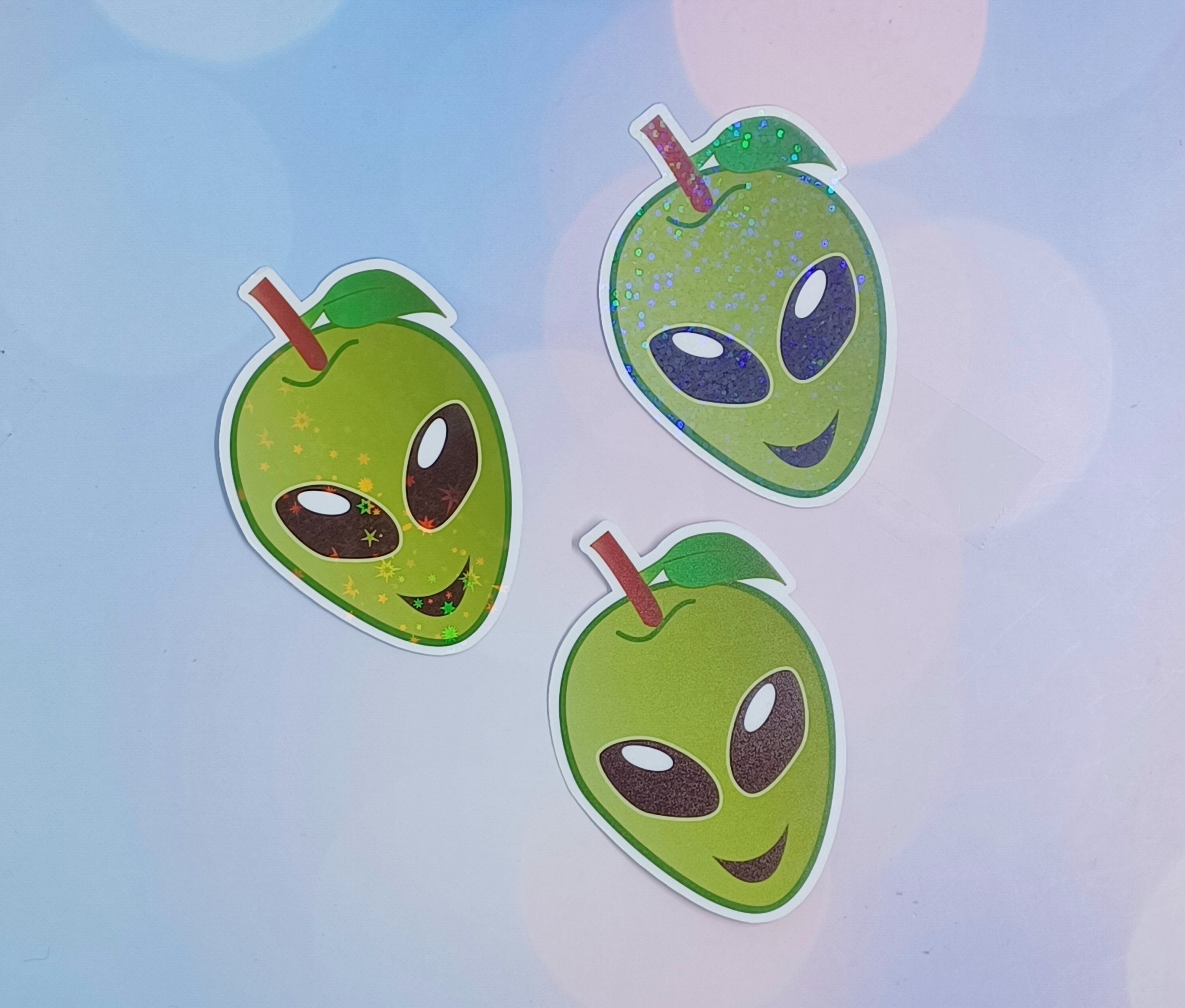 Alien Head Sticker, Green Apple, Fruit Stickers, Nerdy Gifts for Her ...