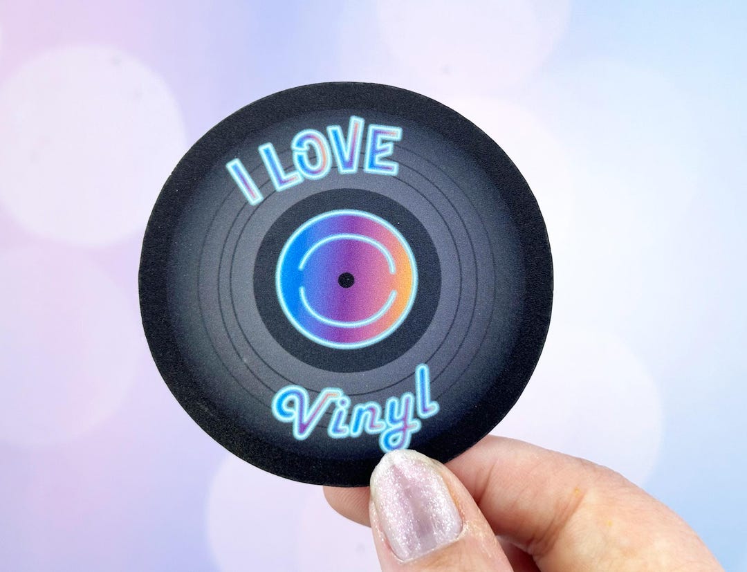 Record Sticker, Music Sticker, I Love Vinyl, Sticker for Water Bottle ...