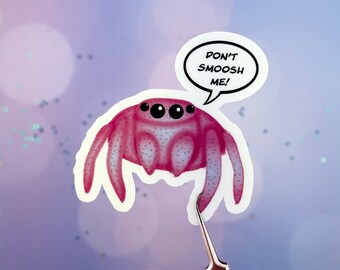 Jumping Spider Sticker, Pink Sticker, Water Resistant, Water Bottle Sticker, Bug Decal, Insect Gift For Her