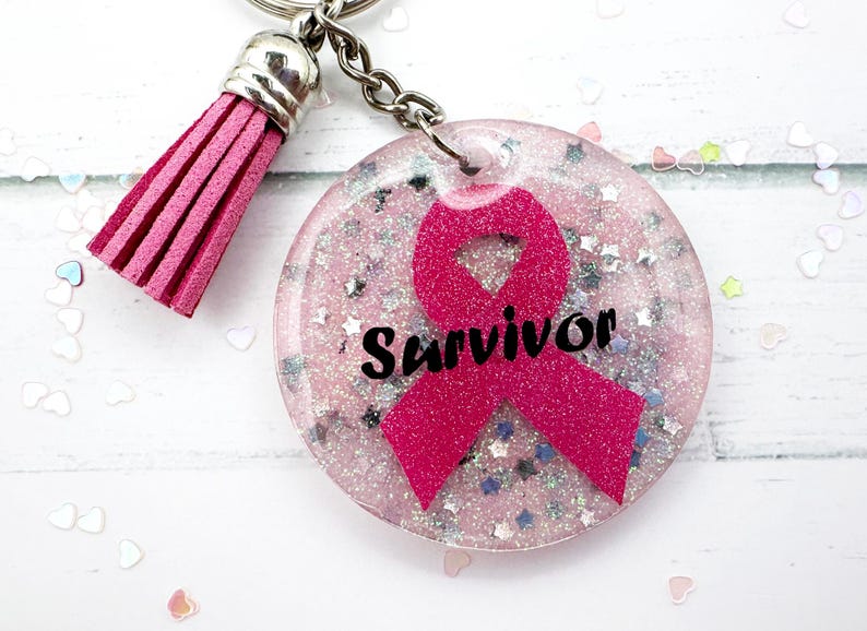 Breast Cancer Ribbon Keychain, Survivor Gift for Her, Pink Keychain ...