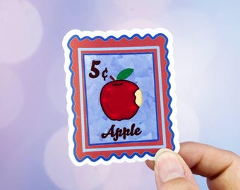 Apple Sticker, Apple Sticker for Her, Fruit Sticker, Fruit Decal, Stamp Sticker, Fruit Decor, Apple Core Sticker, Apple Lover Gifts