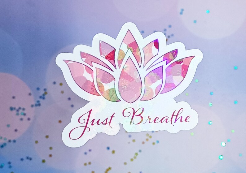 Lotus Flower Sticker Just Breathe Pink Lotus Decor Yoga Etsy