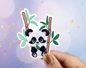 Panda Sticker For Water Bottle, Baby Panda With Bamboo, Panda Gifts For Her, Panda Decal For Laptop, Cute Animal Sticker