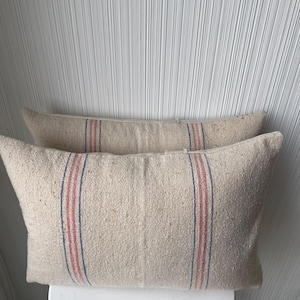 Bemis Grain Sack Lumbar Pillow Cover/Farm House Pillow Cover/Lumbar Grain Sack Pillow/Handmade Pillow/Primitive Pillow Cover/Neutral Pillow