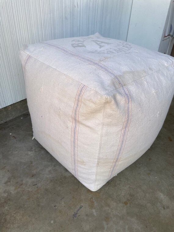 Bemis Pouf Vintage Grain Sack Bemis Grain Sack Upcycle Grain