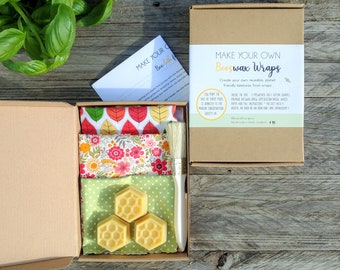 Make Your Own Beeswax Wraps, DIY Wraps, Create your own food wraps, Eco friendly craft, Sustainable gift, zero waste gift kit