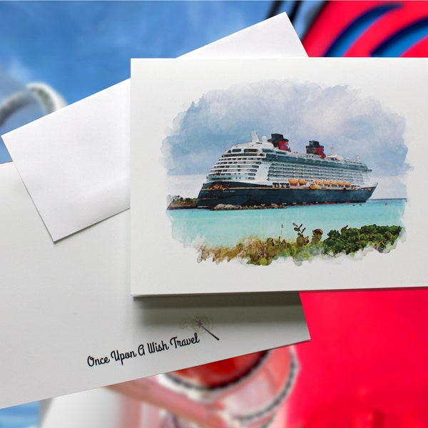 Custom Disney Travel Agent Note Cards -- Add Your Logo -- Disney Cruise Line -- Disney Wish -- Disney Magic