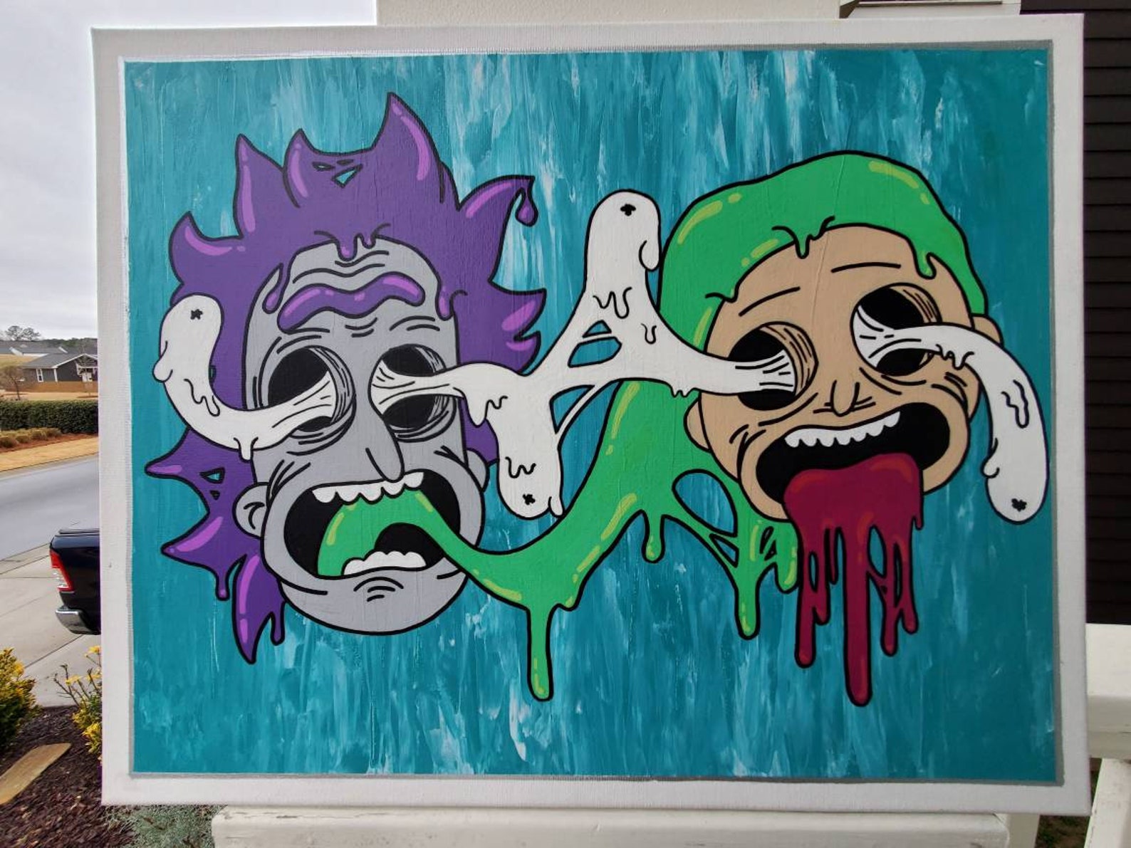Trippy Rick and Morty Painting Rick and Morty Fan Art Canvas Etsy