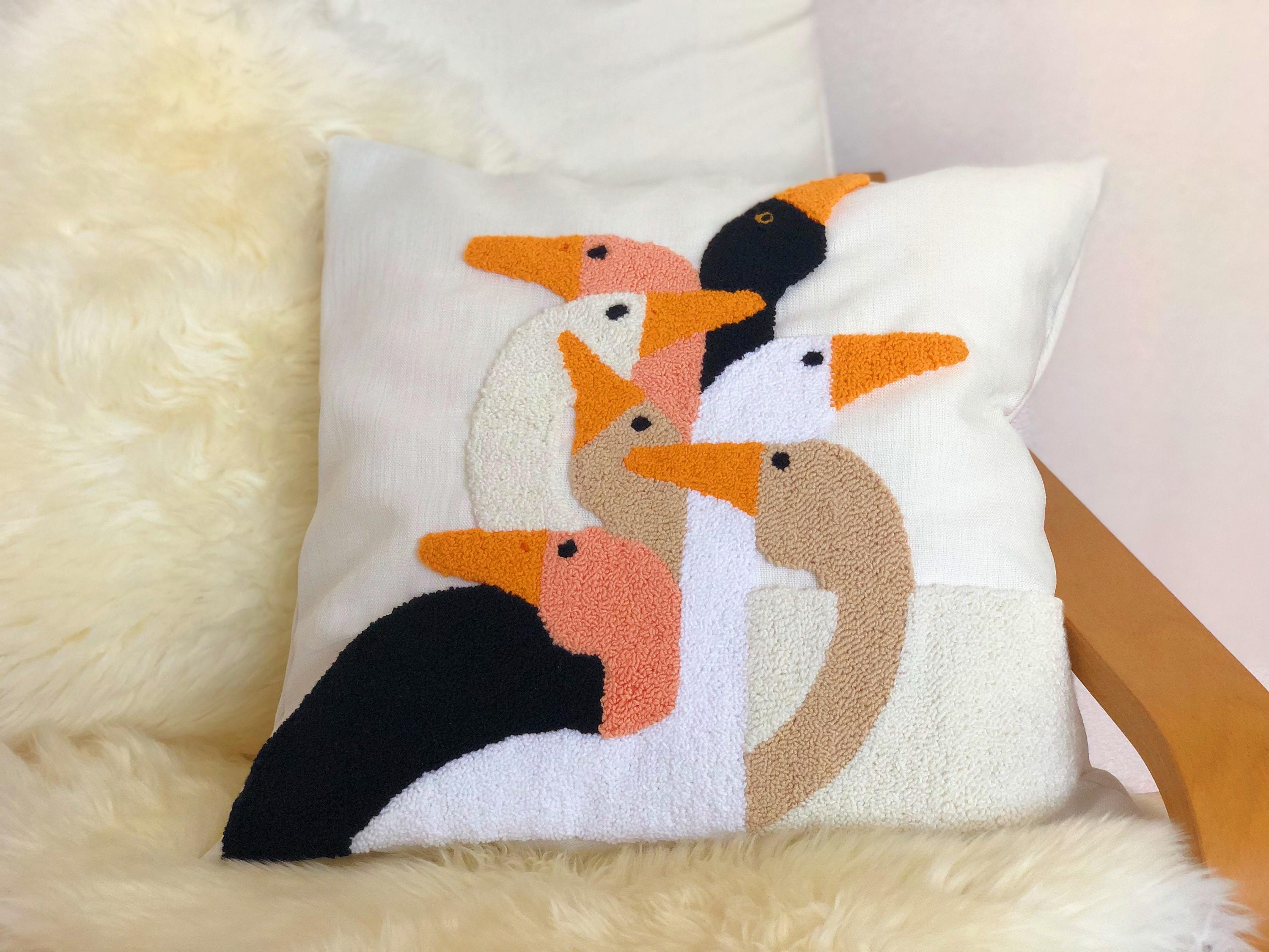 The Beatiful Colorful Ducks Pillow Etsy