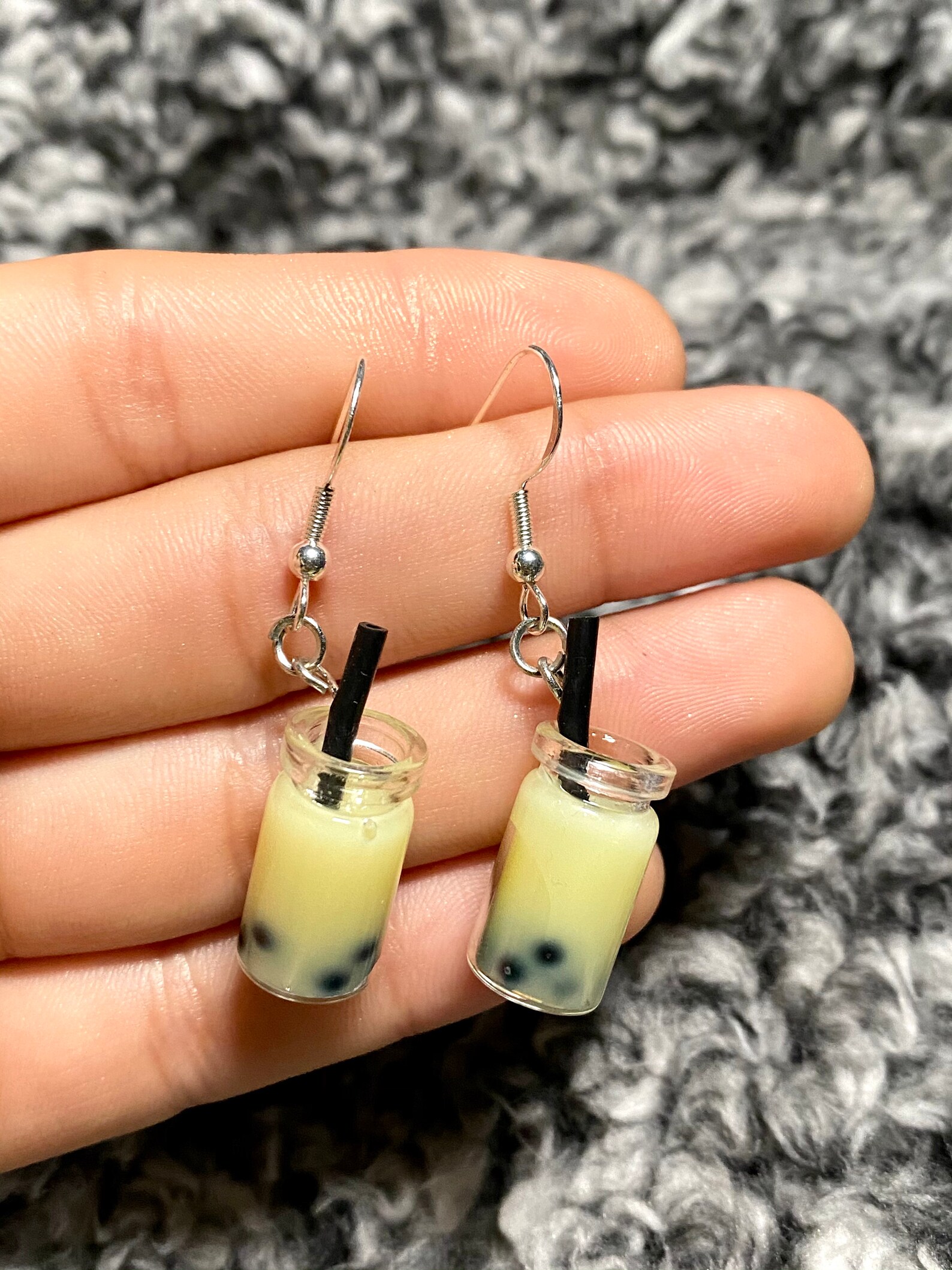 Boba Tea Glass Drop Earring Etsy