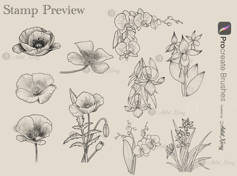 Top 10 Flower Stamp Brushes for Procreate - Etsy