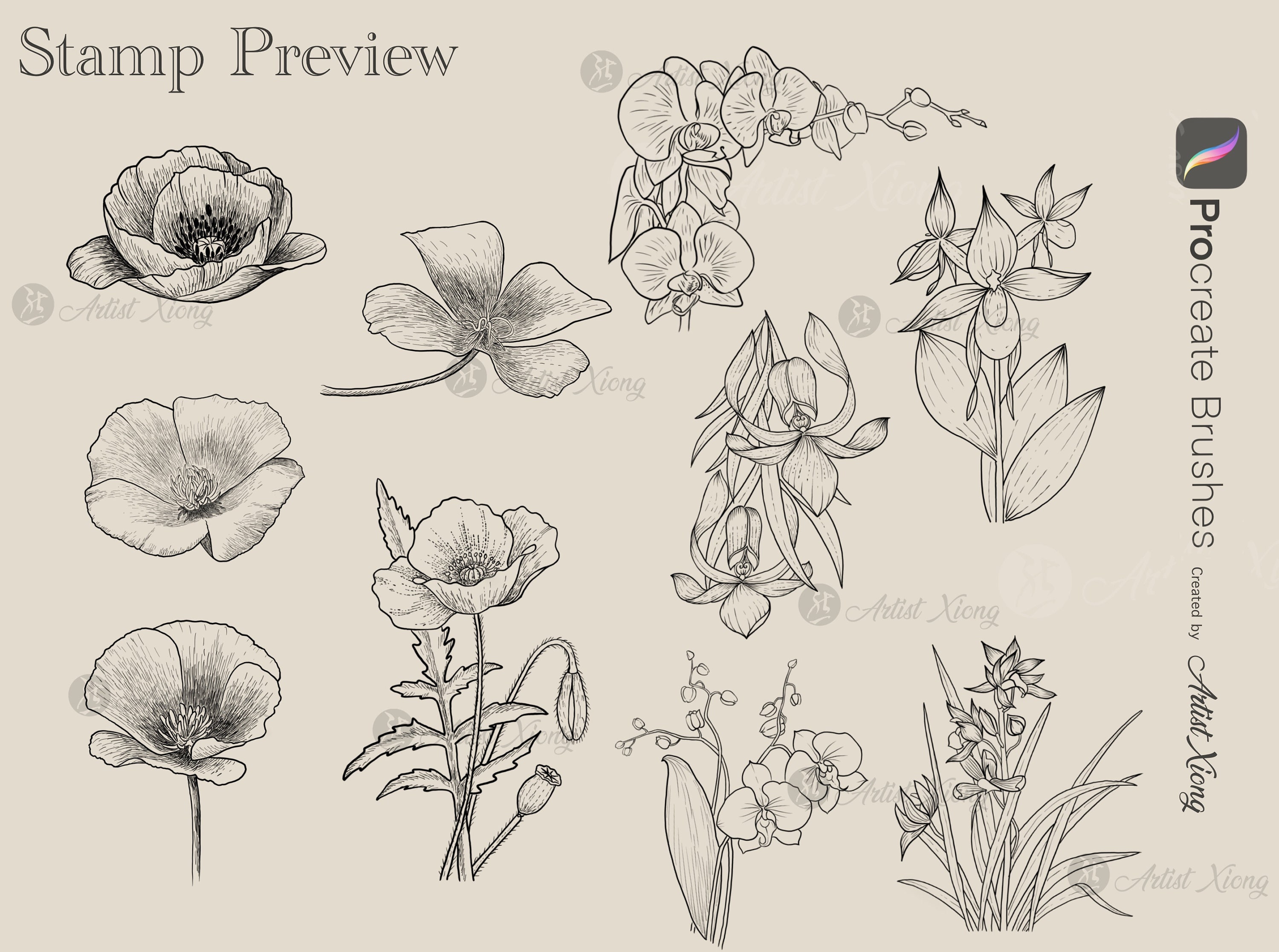 Top 10 Flower Stamp Brushes for Procreate - Etsy