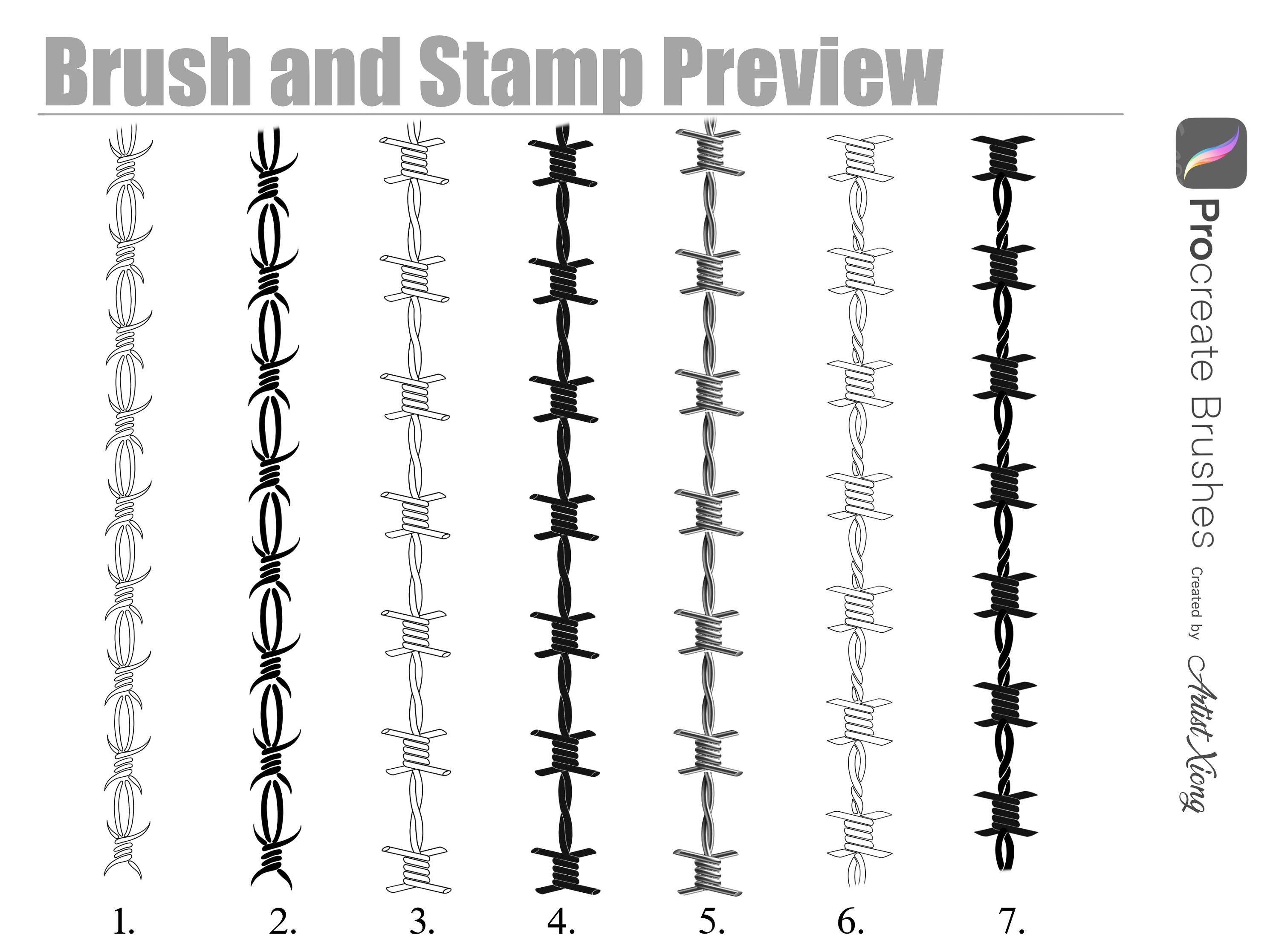 Barbed Wire Brushes and Stamps for Procreate - Etsy